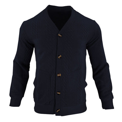 ein Beispiel für einen neuen Titel: Herren Strickjacke mit hochwertigem Strukturmuster und modernen Knöpfen