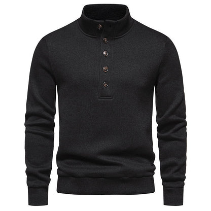 Herren Pullover Stehkragen Strukturiert Bequem Knöpfe Modern