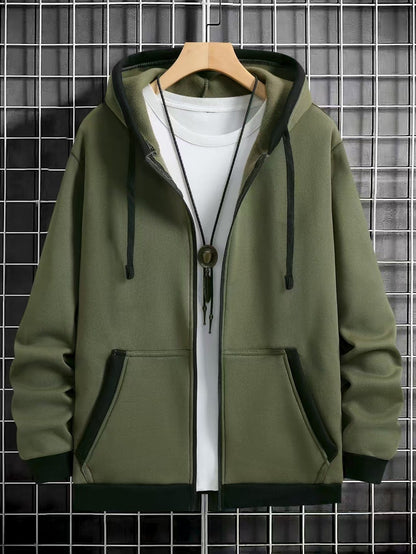 Herren Kapuzenpullover Reißverschluss mit Taschen Sportlich