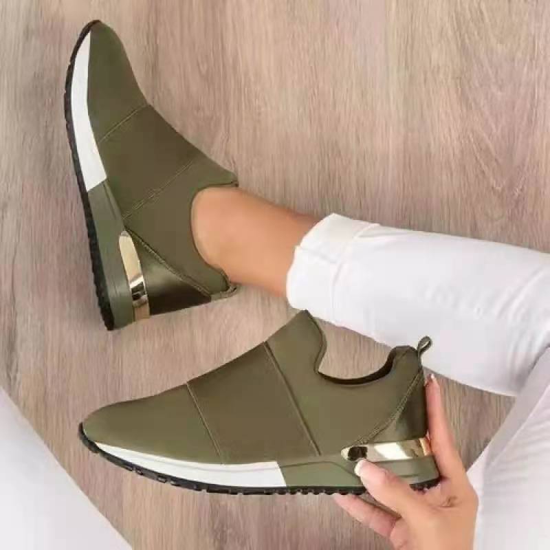Damen Sneaker Sportlich Slip-On mit Gold Details