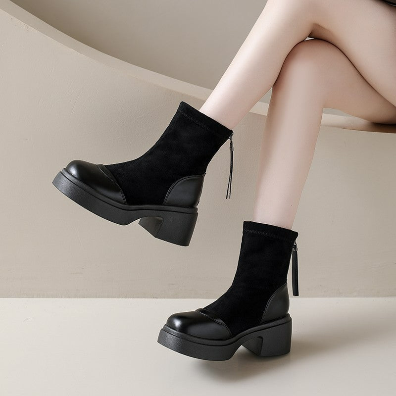 Damen Stiefeletten Elegante Absatzschuhe Hochzeitsschuhe Schwarz