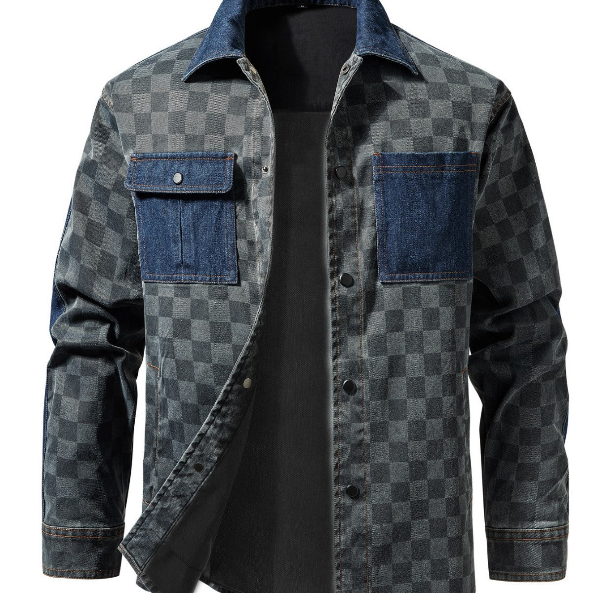 Herren Überjacke Karomuster Modern Schwarz - BerlinGlamour