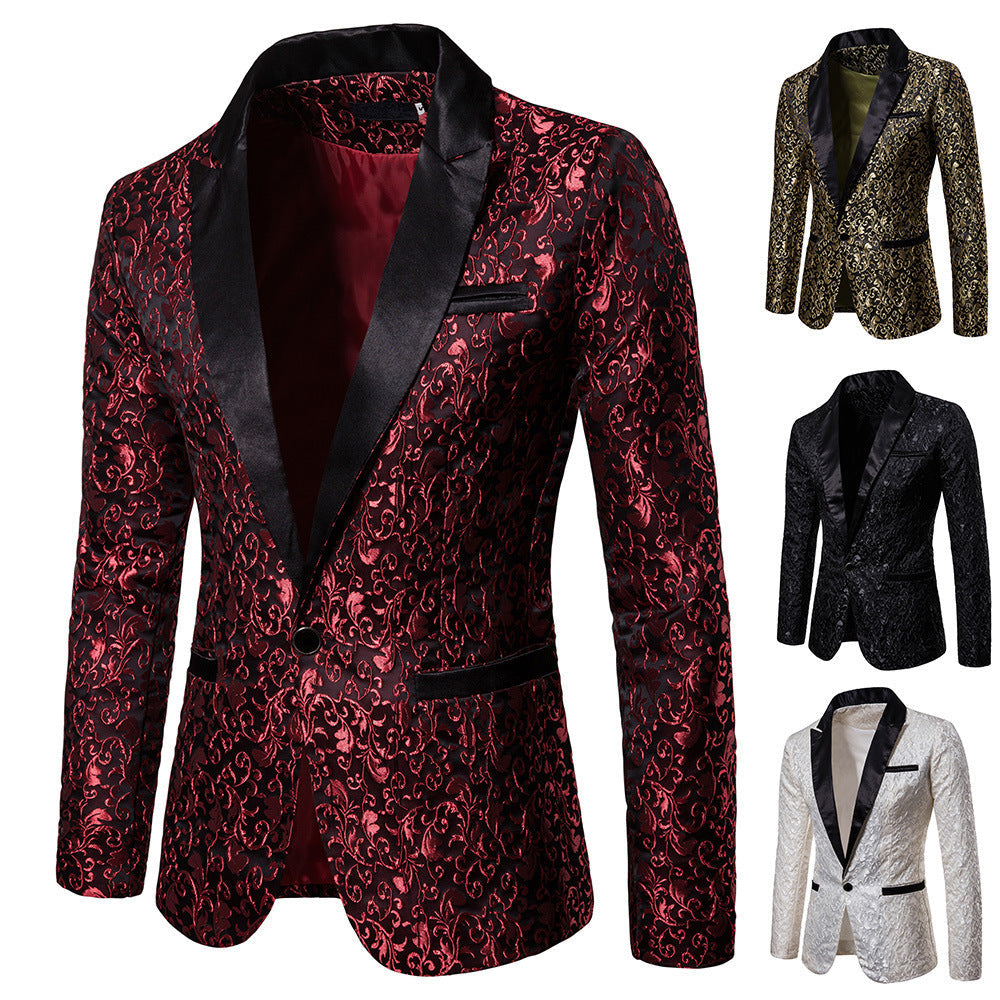 Herren Blazer mit Pailletten und Floralmuster Elegant - BerlinGlamour