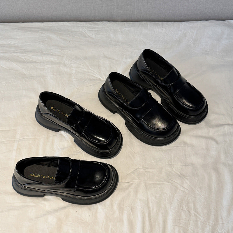 Damen Loafers Plateau Schuhe Leder Elegant Hoch