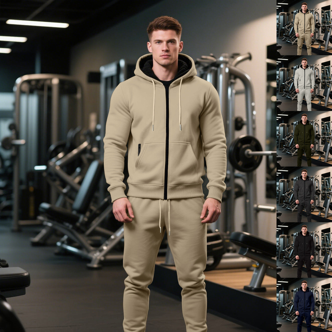 Herren Sportanzug Kapuzenjacke Elastisch Mit Taschen - BerlinGlamour