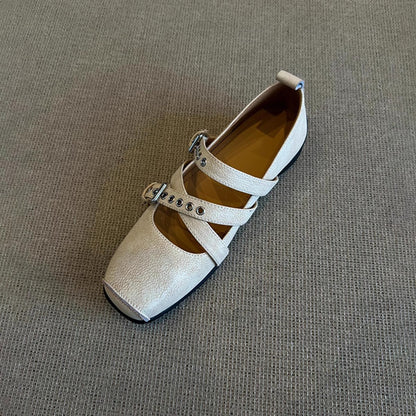 Damen Ballerinas Bequem Riemenverschluss Weich