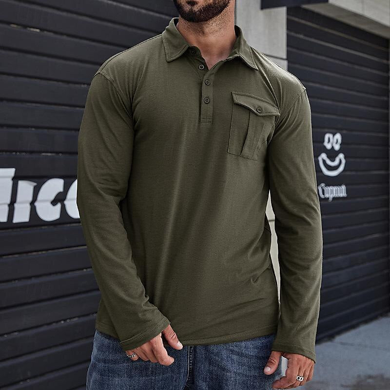 Herren Polo Langarmshirt Stehkragen Modern - BerlinGlamour