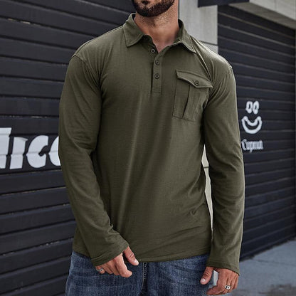 Herren Polo Langarmshirt Stehkragen Modern - BerlinGlamour