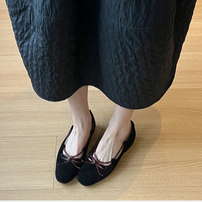 Damen Ballerinas Wildleder Schleifen Design Elegant