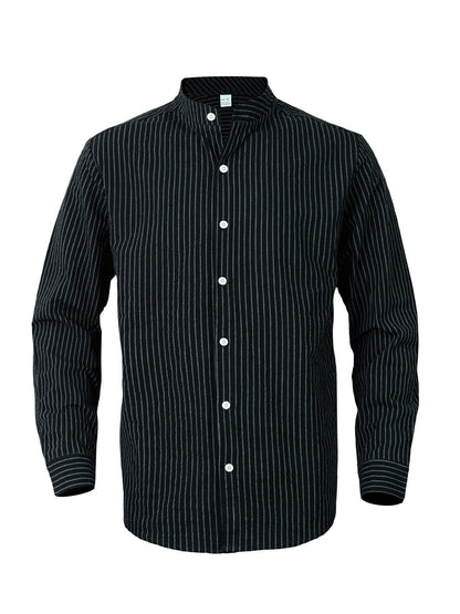 Herren Langarmhemd Stehkragen Elegantes Business Hemd