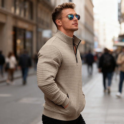 Herren Stehkragenpullover Sportlich Reißverschluss