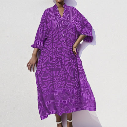 Damen Maxikleid Modern Grafik V-Ausschnitt Elegant