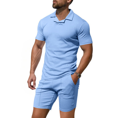 Herren Sportset Polohemd Shorts Freizeitbekleidung