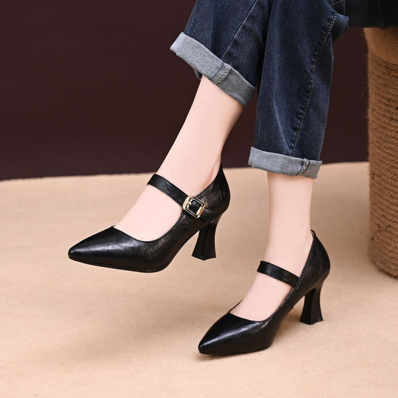 Elegante Damen Pumps Slingback Hochhackig mit Schnalle