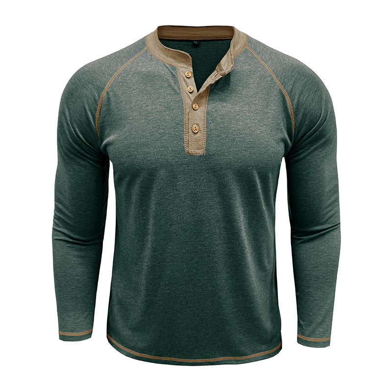 Herren Langarmshirt Weich Baumwolle Kontrastdetails Modern