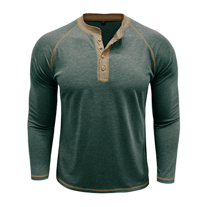 Herren Langarmshirt Weich Baumwolle Kontrastdetails Modern