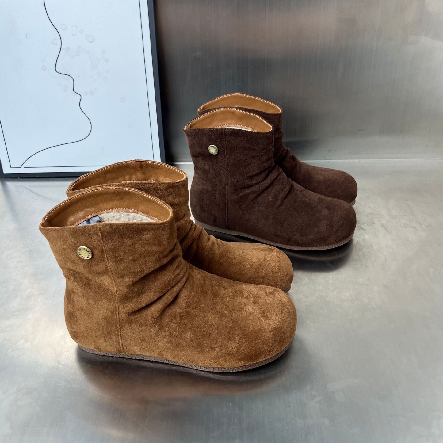 Damen Stiefel Wildleder Kuschelig Rutschfest