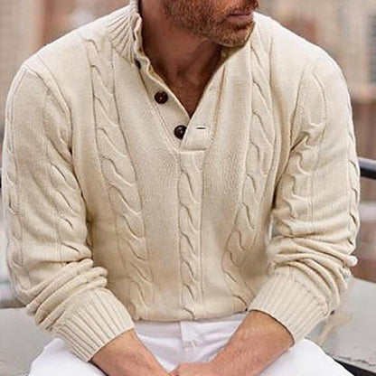 Herren Strickpullover Modern Zopfmuster Hochauschnitt - BerlinGlamour