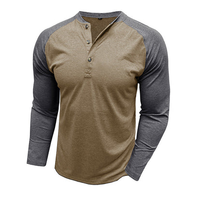 Herren Langarm-Shirt Modern mit Kontrastärmeln und Knöpfen
