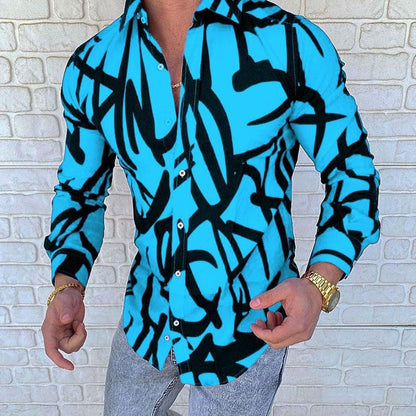 Herren Langarmhemd Graffiti Design Modern Trendy