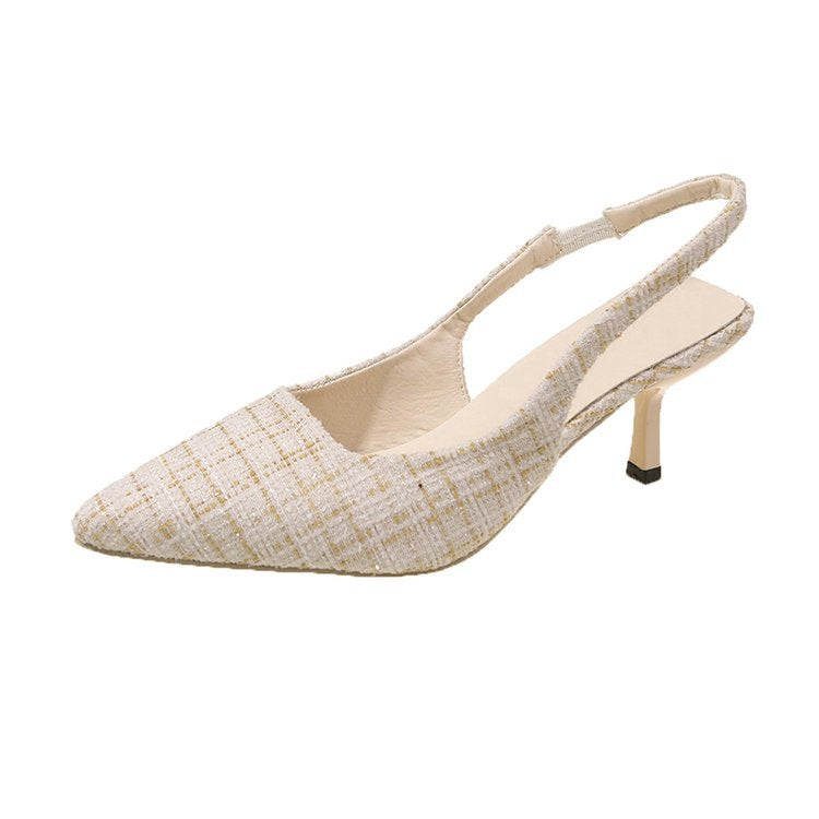 Damen Slingback Pumps Hochhackig Stoffmix Elegant