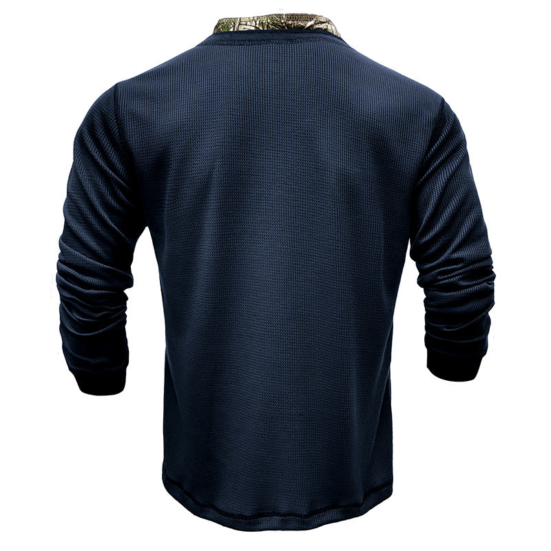 Herren Langarmshirt Moderner Kragen Elegant Schwarz