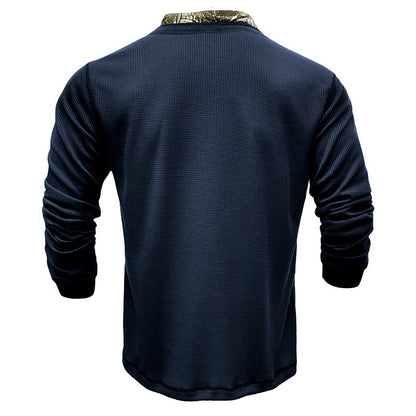 Herren Langarmshirt Moderner Kragen Elegant Schwarz