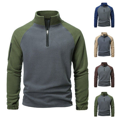Herren Fleecepullover Warm mit Reißverschluss und Seitentasche