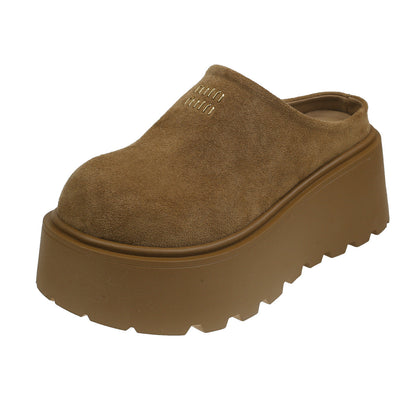 Damen Clogs Hohe Plattform Veloursleder Elegant