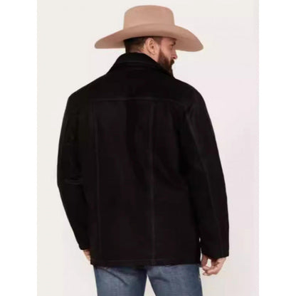 Herren Lederjacke Elegant Schwarz Kunstleder