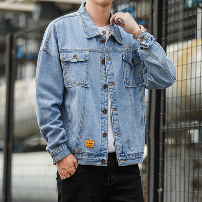 Herren Denimjacke Lässig Robust Mit Funktions-Taschen