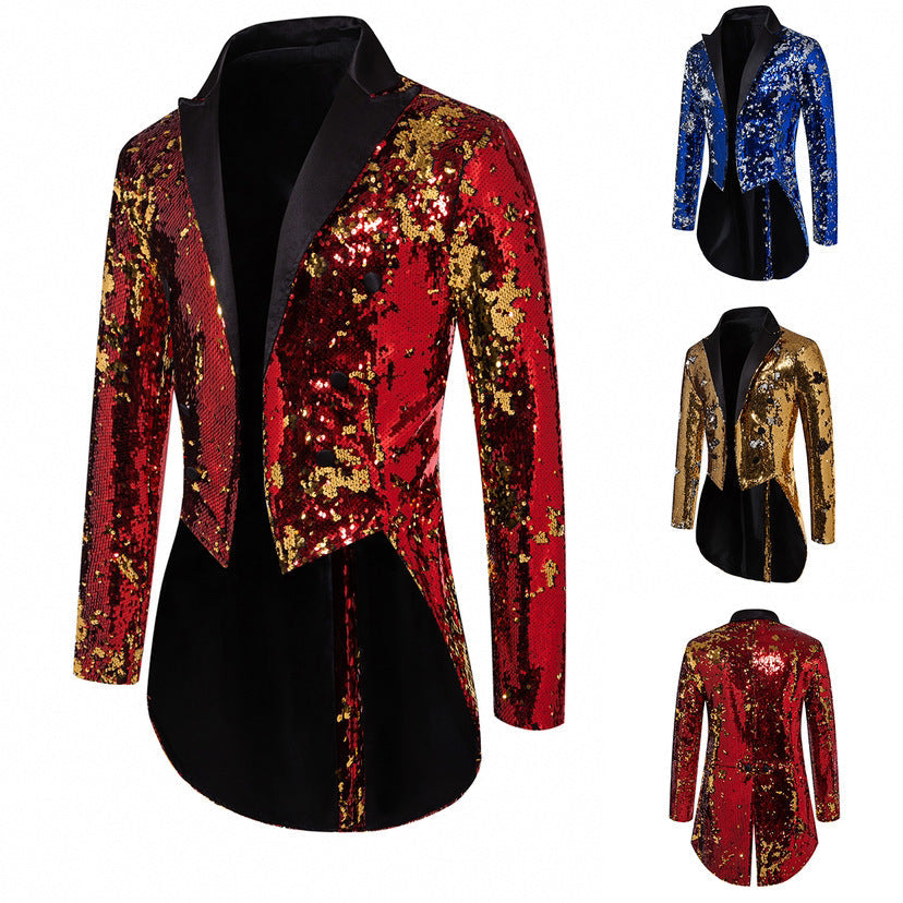 Herren Sakko Glitzer Pailletten Anzugjacke Glamour