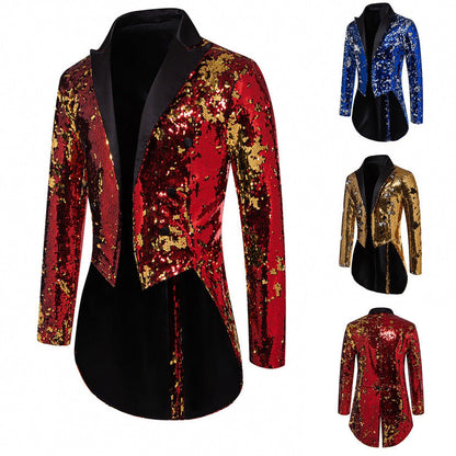 Herren Sakko Glitzer Pailletten Anzugjacke Glamour