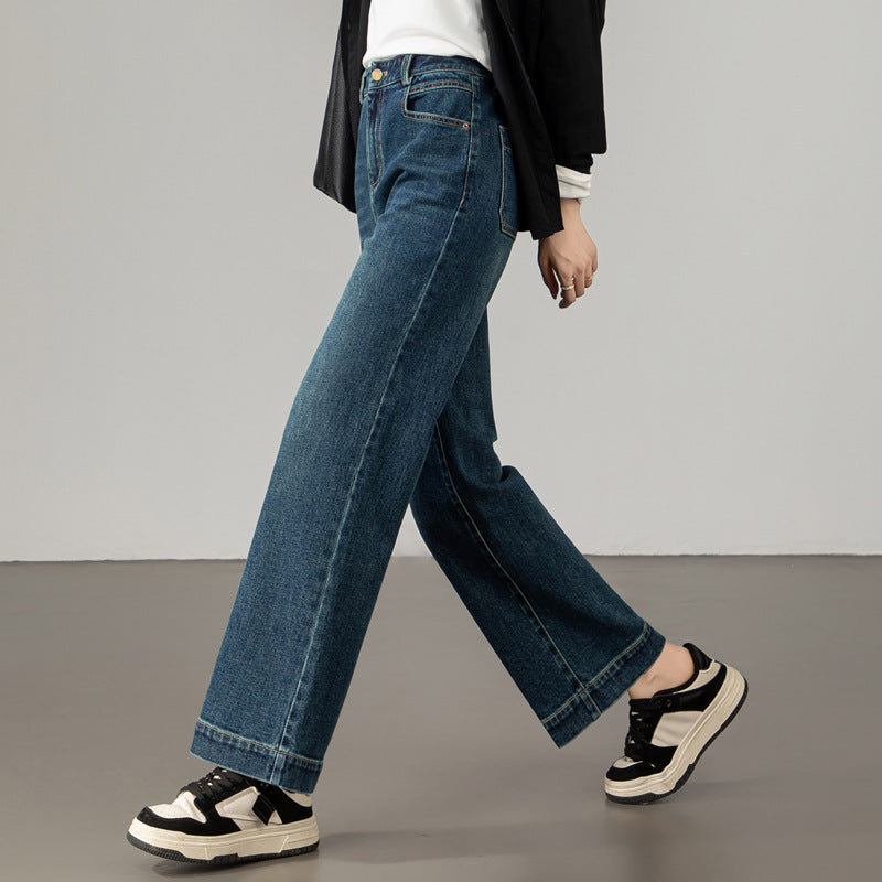 Damen Jeans Klassisch Geschnitten Weite Bein
