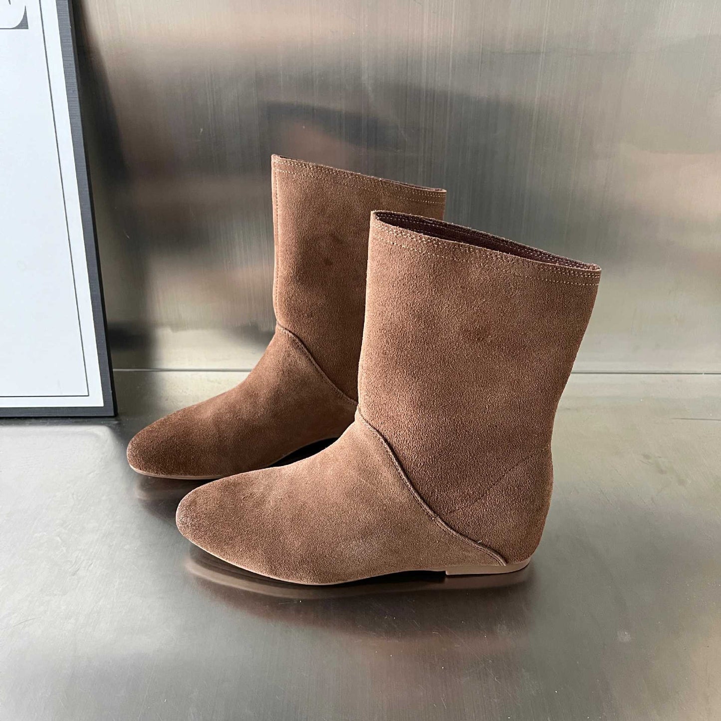 Damen Ankle Boots Veloursleder Stilvolle Schuhe Winter