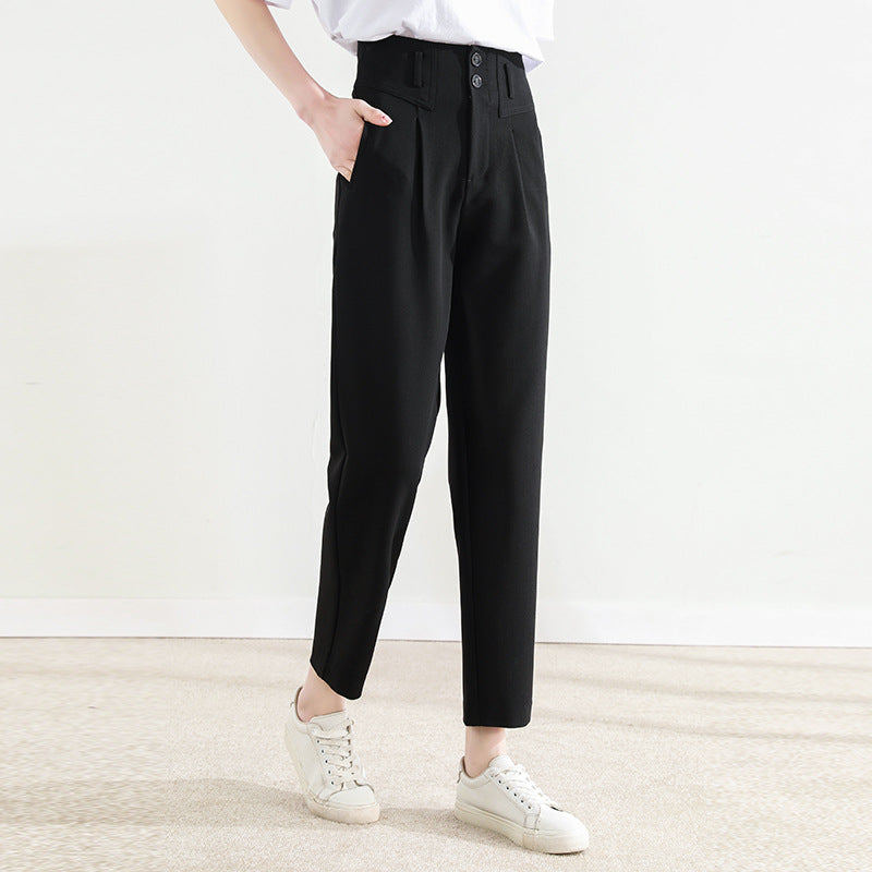 Schmale Damen Stoffhose mit Bundfalten Elegant