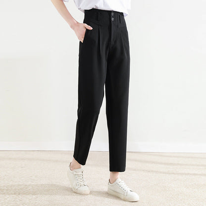 Schmale Damen Stoffhose mit Bundfalten Elegant