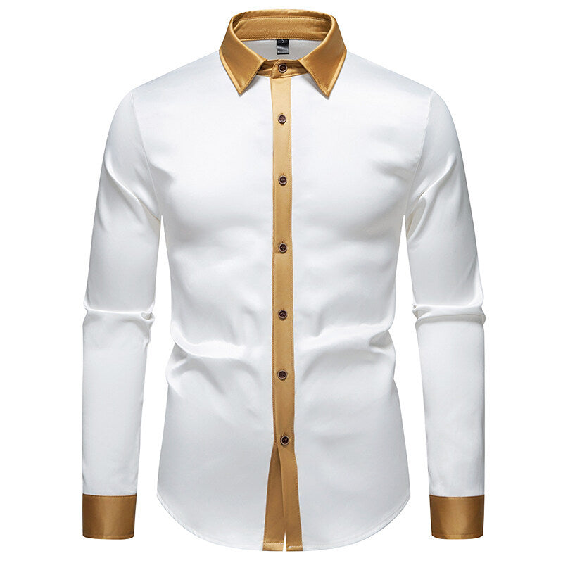Herren Hemd Langarm Modern Satin Details Elegант