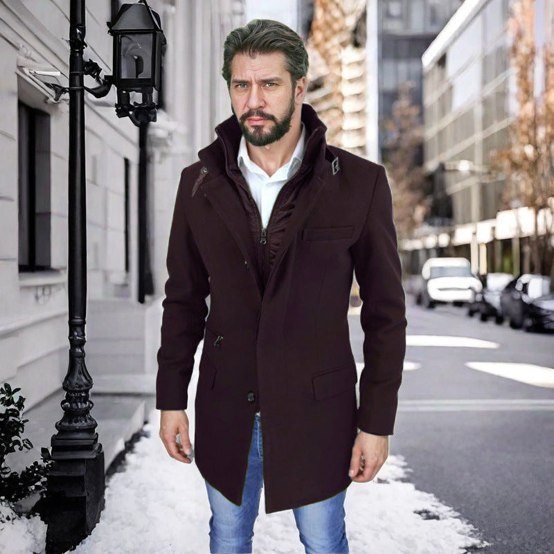 Herren Übergangs-Mantel Modern mit abnehmbarer Innenjacke