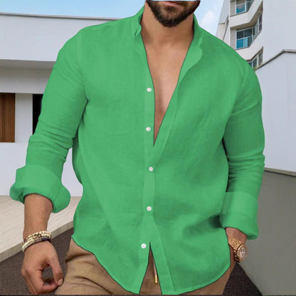 Herren Leinenhemd Lässig Sommerlich Elegant