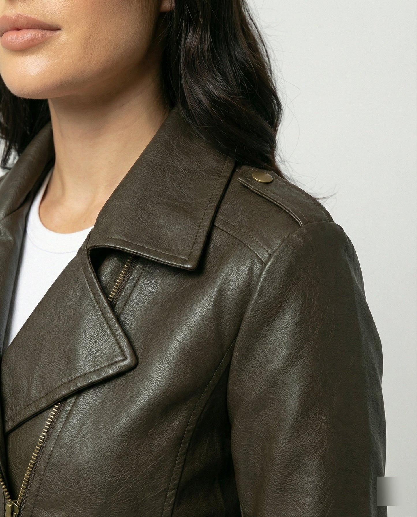 Lederjacke Damen Vintage Style Bikerjacke Schwarz