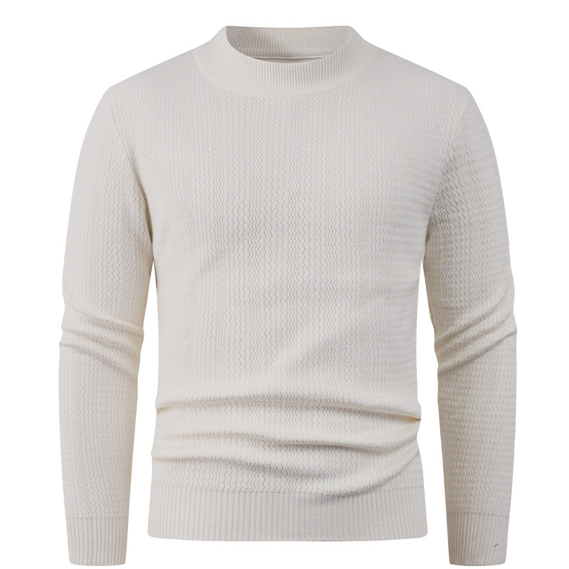 Herren Pullover Struktur Optik Modern Hochkragen