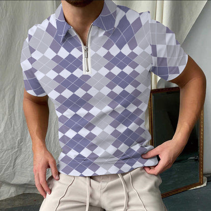 Herren Polo Shirt Kurzarm Kariert Modern Berlin