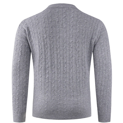 Herren Pullover Grobstrick Modern Schalkragen Knopfdesign