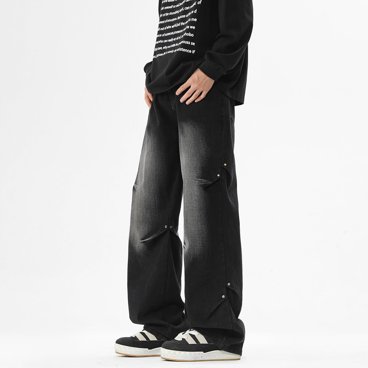 Herren Jeanshose Baggy Bequem Mit Taschen
