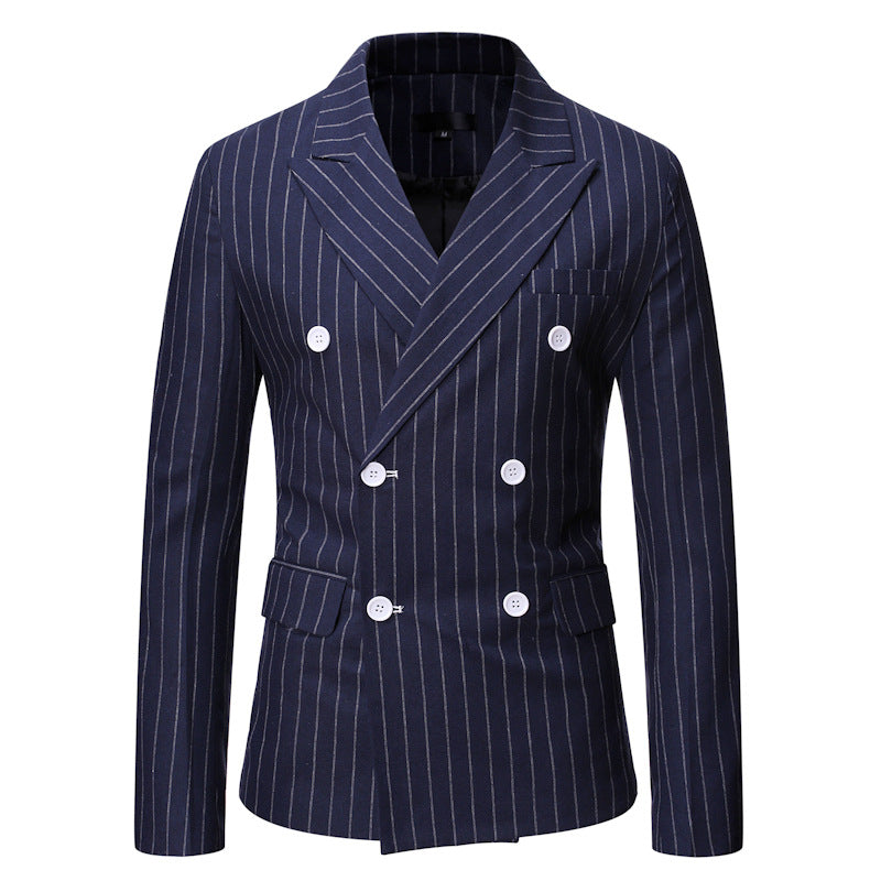 Herren Doppelreiherjacke Elegant Nadelstreifen Modern