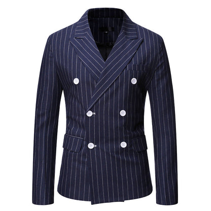 Herren Doppelreiherjacke Elegant Nadelstreifen Modern