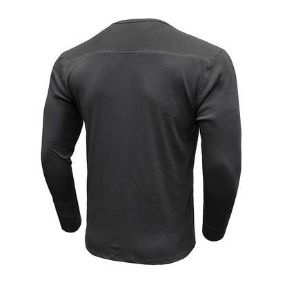 Herren T-Shirt Henley Knopfleiste Weiches Baumwoll-Shirt