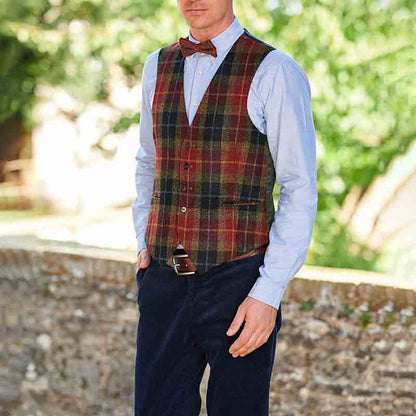 Herren Karo-Weste Elegante Weste Slim Fit Modern
