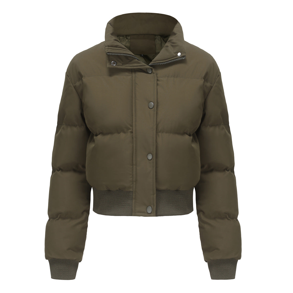Damen Steppjacke Cropped mit Kragen und Druckknöpfen